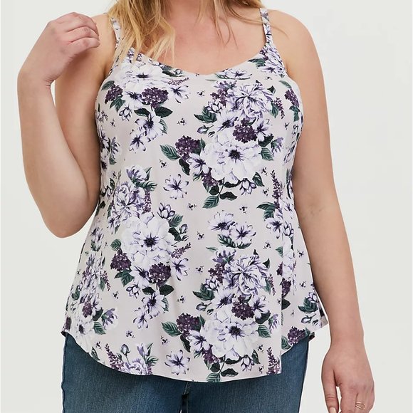 Torrid Essential Purple Floral Challis Cami Tank - Picture 2 of 7